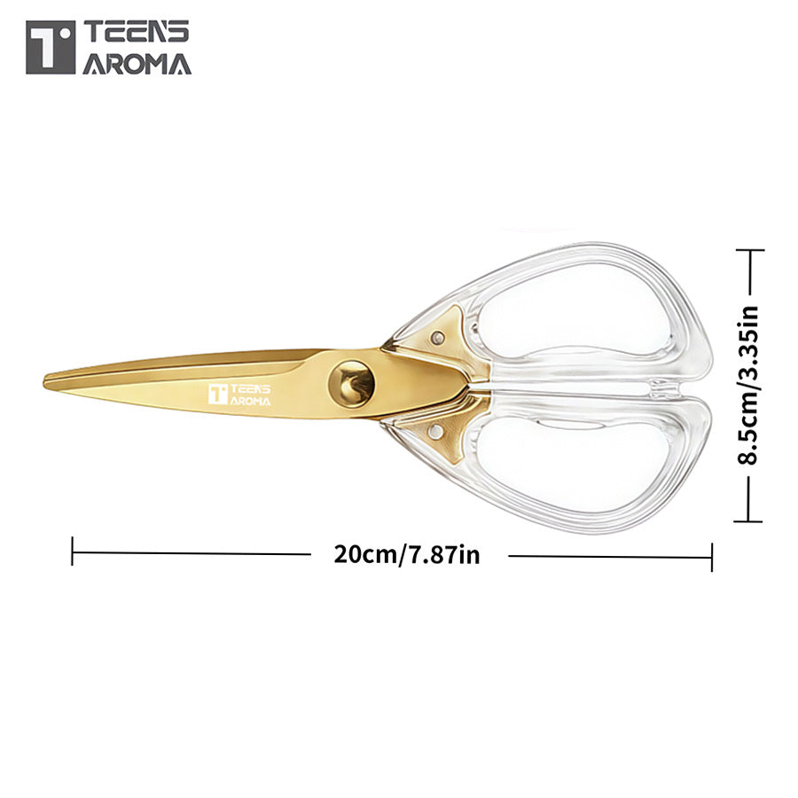 2pcs Heavy-duty Sharp Scissors - Transparent Handle, Golden Stainless Steel Blade - Ideal Choice for Kitchen, Office, Crafts, Sewing - Perfect Gift for Friends