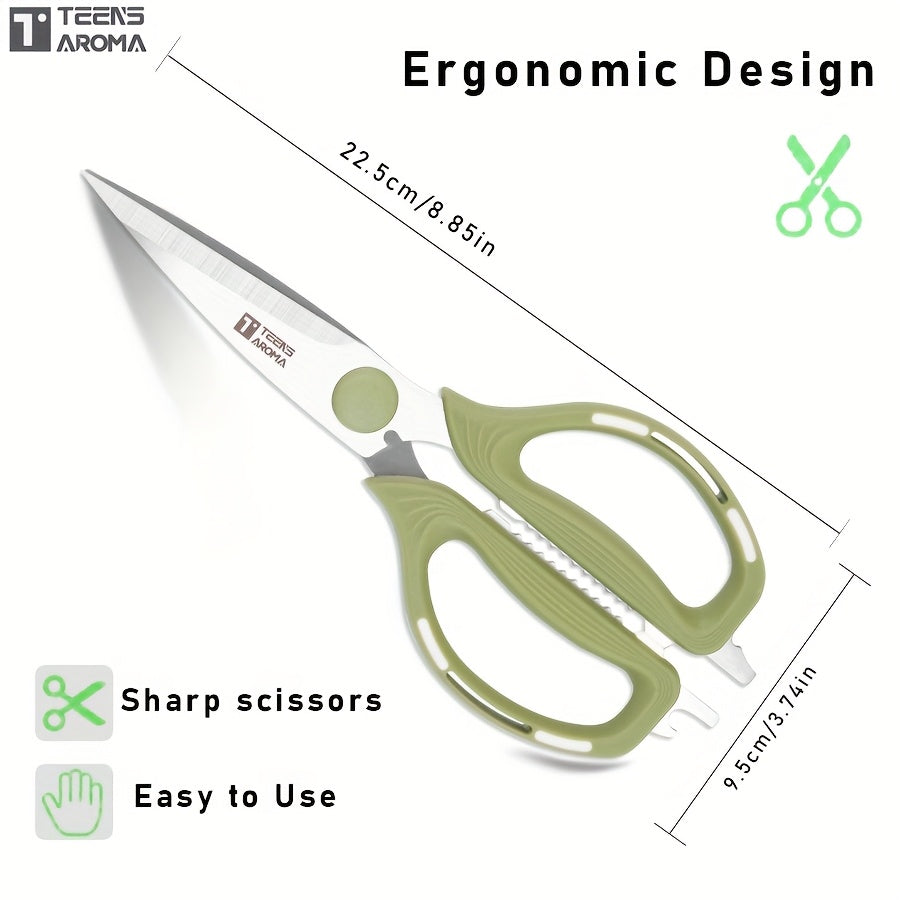 Multi-functional Heavy-Duty Stainless Steel Kitchen Scissors, Featuring Flexible Handles and Extra-thick Sharp Blades, Designed for Cutting Chicken Bones\u002Fmeat and Vegetables. Ideal for Home Use, Sewing Fabric, Office, School, and as a Versatile Paper