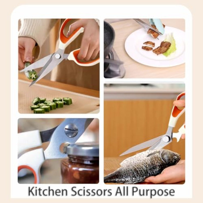 10-Inch Multi-Purpose Kitchen Scissors | Grade Stainless Steel Prep Shears with Magnetic Sleeve for Effortless Canning and Cutting