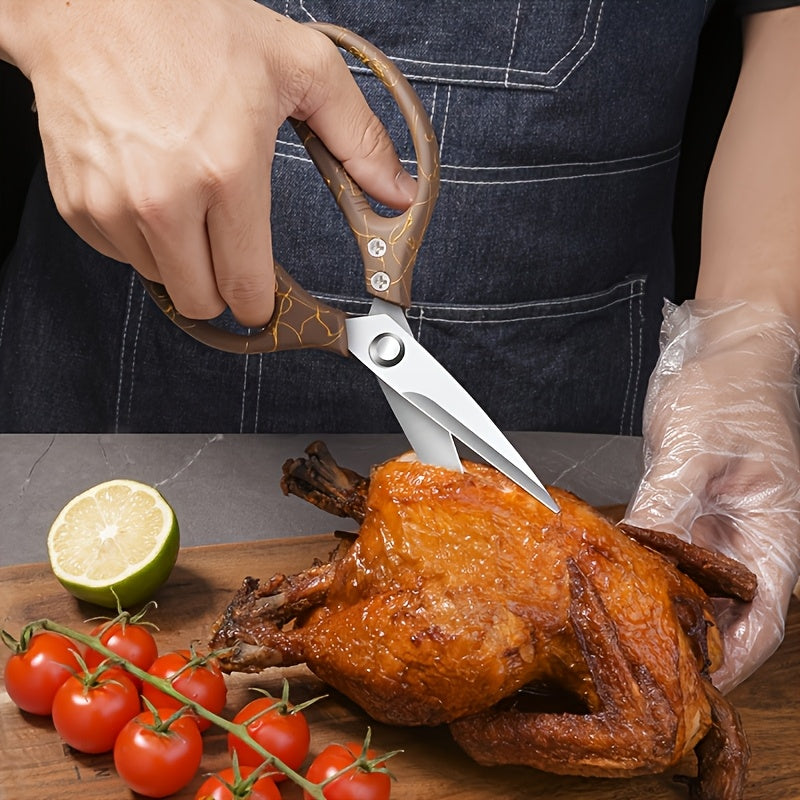 Kitchen Scissors, Heavy Duty Sharp Kitchen Shears Dishwasher Safe, Golden Kitchen Accessories Cooking Shears for Kitchen Meat Chicken Fish Poultry Herb Bread (All Golden)