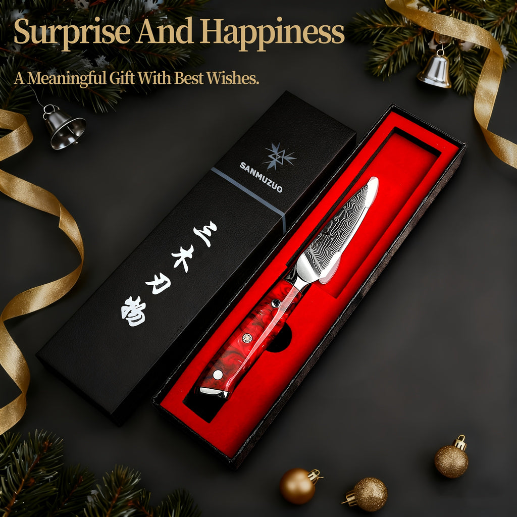 Damascus Steel Paring Knife - Xuan Series - Resin Handle - Kitchen Knife - Christmas - Kitchen Items - Easy Cutting Of Fruits And Vegetables - Super Sharp - High-quality
