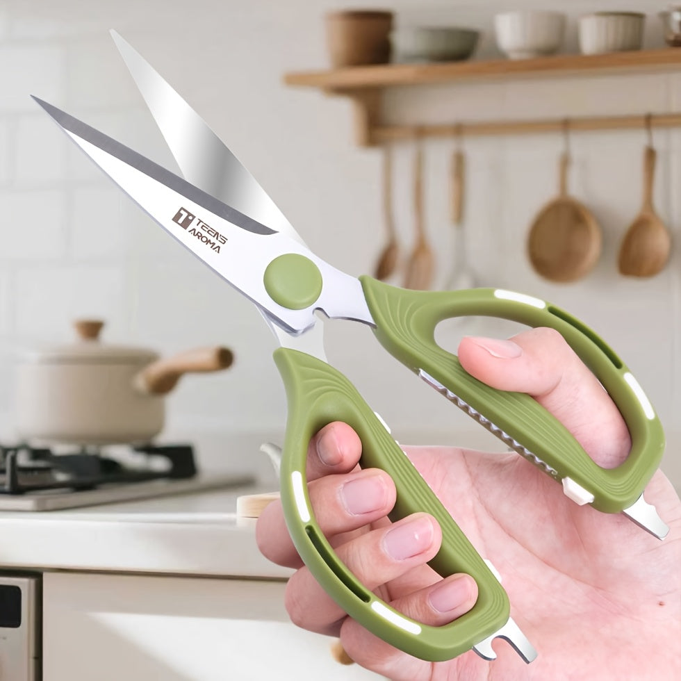 Multi-functional Heavy-Duty Stainless Steel Kitchen Scissors, Featuring Flexible Handles and Extra-thick Sharp Blades, Designed for Cutting Chicken Bones\u002Fmeat and Vegetables. Ideal for Home Use, Sewing Fabric, Office, School, and as a Versatile Paper