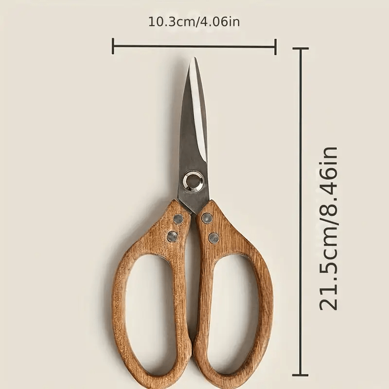 New high-quality stainless steel kitchen scissors with comfortable Acacia wood handles - 3.0mm thick, durable ergonomic design, suitable for cutting meat, poultry and daily use