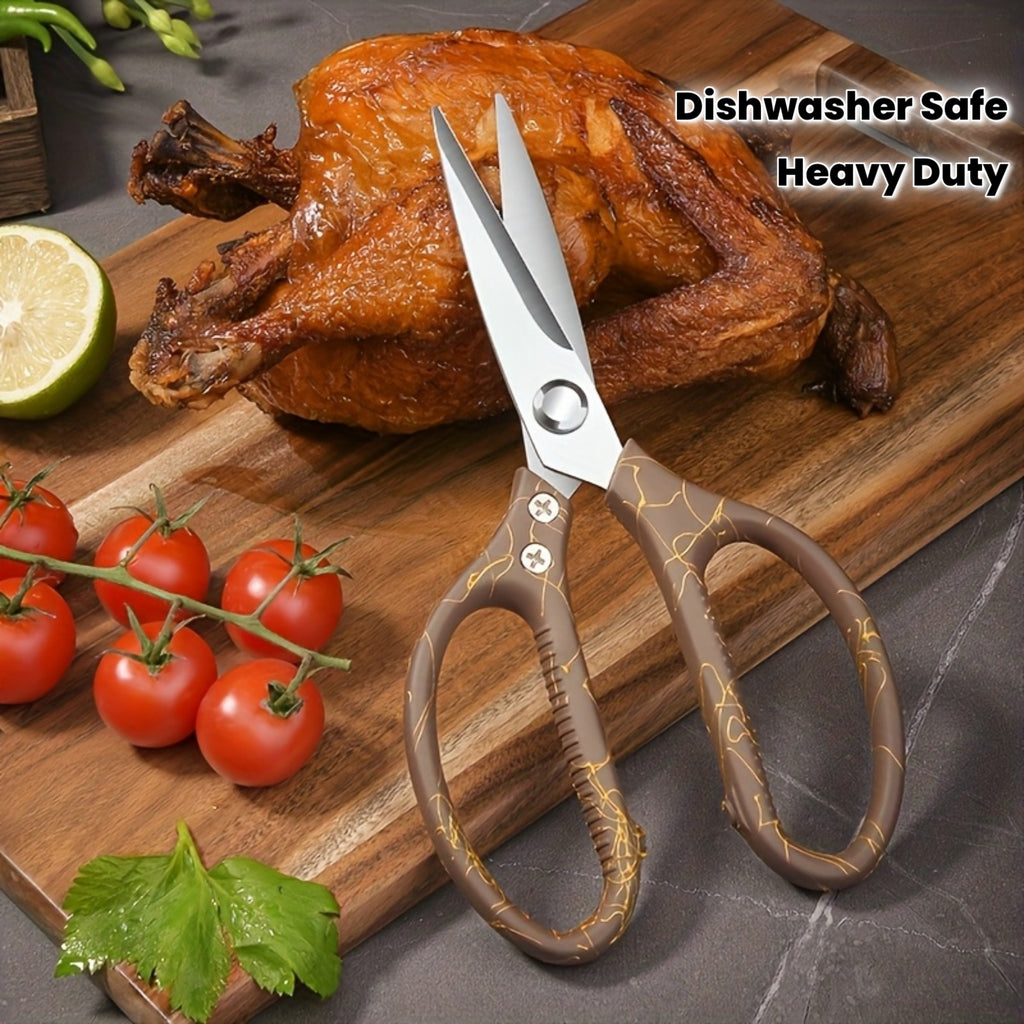 Kitchen Scissors, Heavy Duty Sharp Kitchen Shears Dishwasher Safe, Golden Kitchen Accessories Cooking Shears for Kitchen Meat Chicken Fish Poultry Herb Bread (All Golden)