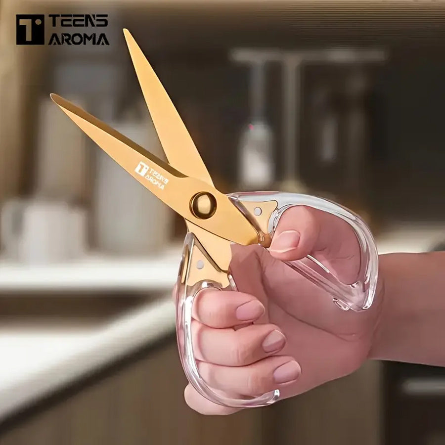 2pcs Heavy-duty Sharp Scissors - Transparent Handle, Golden Stainless Steel Blade - Ideal Choice for Kitchen, Office, Crafts, Sewing - Perfect Gift for Friends