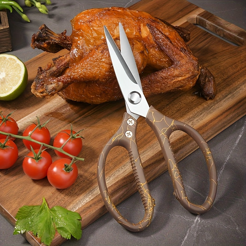 Kitchen Scissors, Heavy Duty Sharp Kitchen Shears Dishwasher Safe, Golden Kitchen Accessories Cooking Shears for Kitchen Meat Chicken Fish Poultry Herb Bread (All Golden)