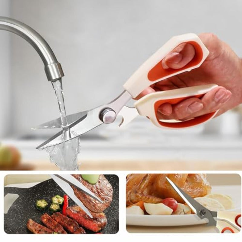 10-Inch Multi-Purpose Kitchen Scissors | Grade Stainless Steel Prep Shears with Magnetic Sleeve for Effortless Canning and Cutting