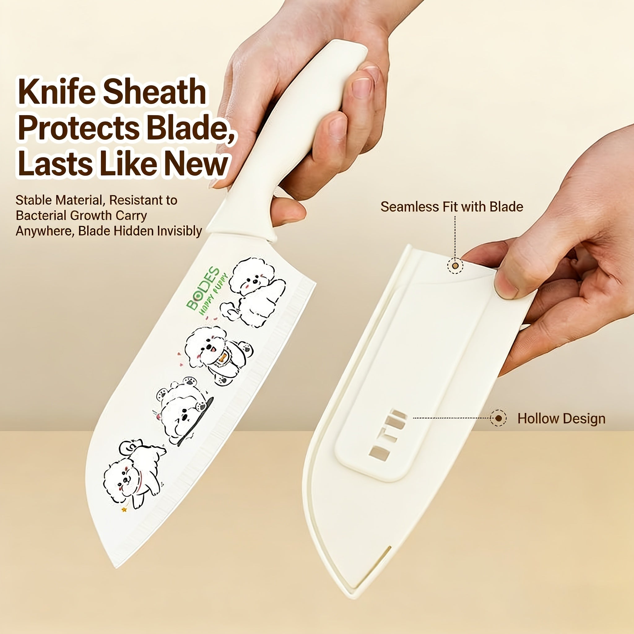 A Cute Bear-Patterned Kitchen Knife Set with One Or Two Pieces - Includes a Fruit And Vegetable Knife with a Safety Sheath, Perfect for Home Cooking with Adorable Pet Prints