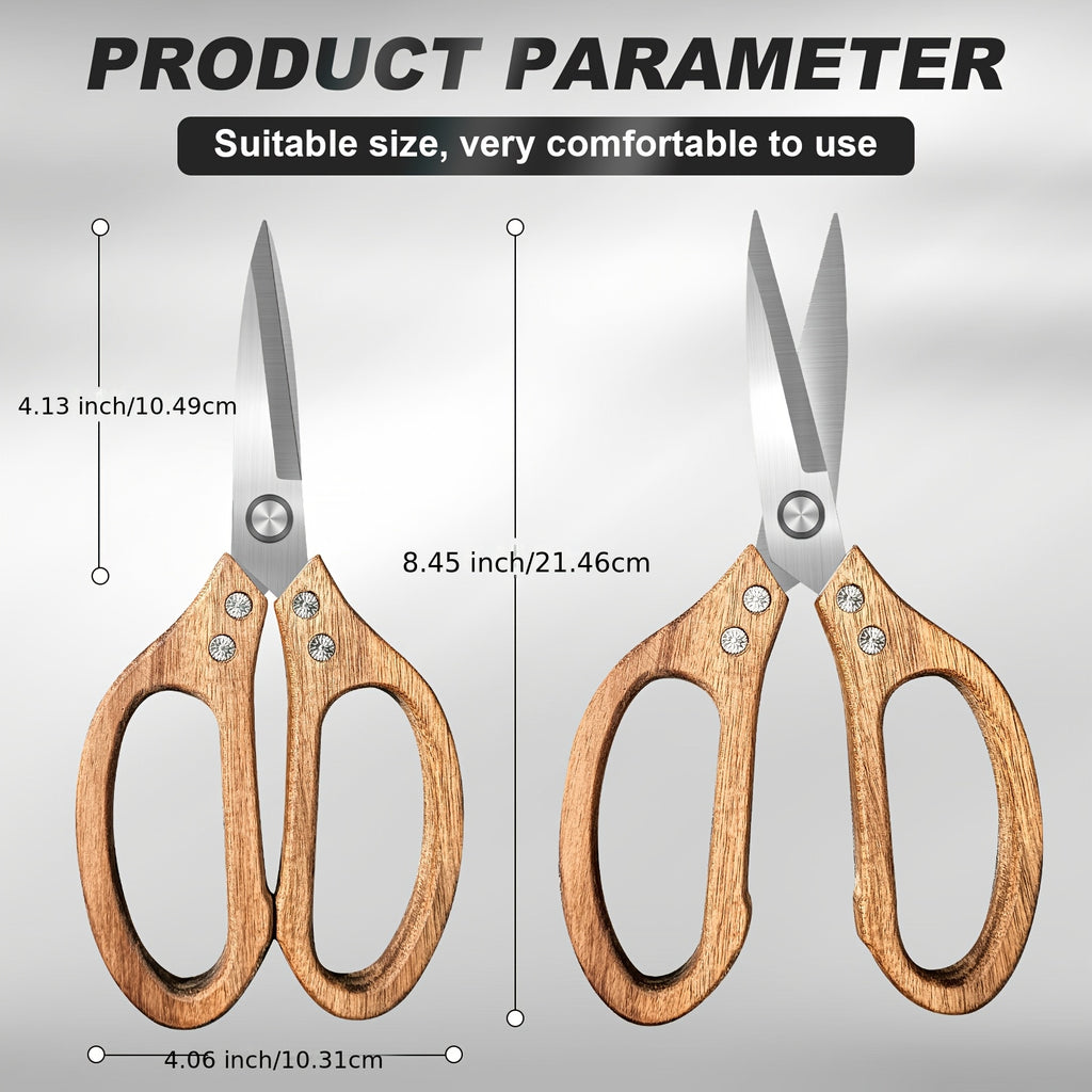 Wooden Kitchen Scissors - Heavy-Duty Multifunctional Scissors - Made with Stainless Steel Blades, Suitable for Cooking, Making Pizza, Cutting Herbs And Meat - Ergonomically Designed Wooden Handles That Are Dishwasher Safe