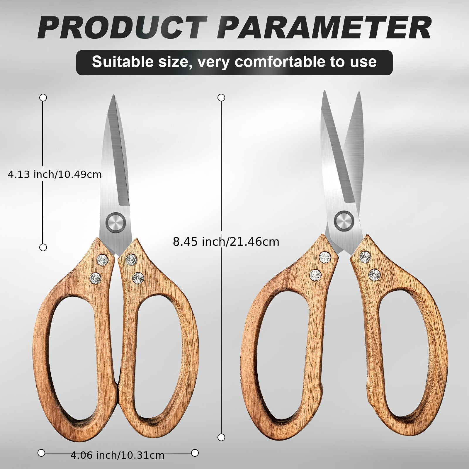 Wooden Kitchen Scissors - Heavy-Duty Multifunctional Scissors - Made with Stainless Steel Blades, Suitable for Cooking, Making Pizza, Cutting Herbs And Meat - Ergonomically Designed Wooden Handles That Are Dishwasher Safe