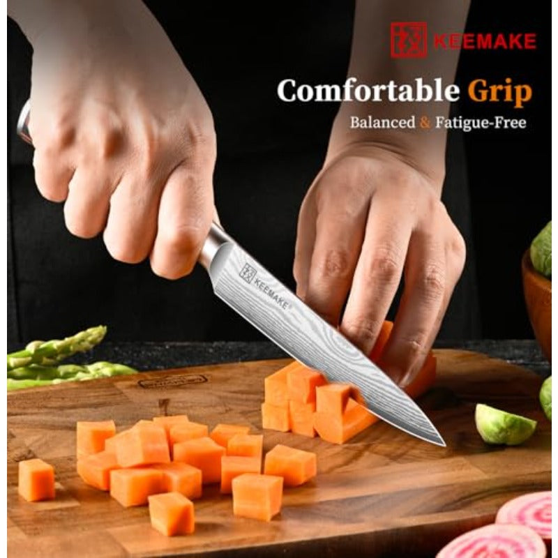 Kitchen Utility Knife 5 Inch Chef Knife Ultra Sharp High Carbon Stainless Steel Tomato Knife for Fruit and Vegetable Cutting with Ergonomic Handle Paring Knife for Kitchen