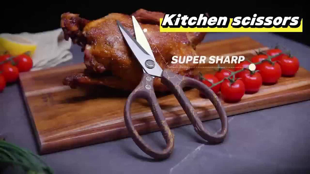 Kitchen Scissors, Heavy Duty Sharp Kitchen Shears Dishwasher Safe, Golden Kitchen Accessories Cooking Shears for Kitchen Meat Chicken Fish Poultry Herb Bread (All Golden)