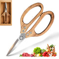 Wooden Kitchen Scissors - Heavy-Duty Multifunctional Scissors - Made with Stainless Steel Blades, Suitable for Cooking, Making Pizza, Cutting Herbs And Meat - Ergonomically Designed Wooden Handles That Are Dishwasher Safe