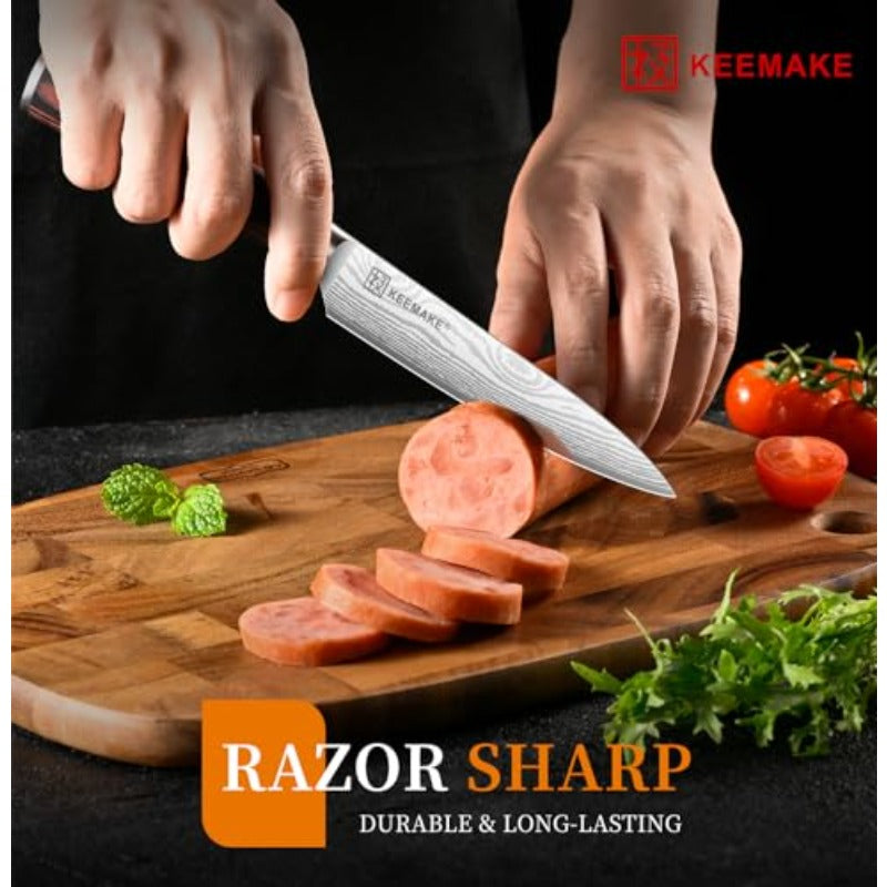 Kitchen Utility Knife 5 Inch Chef Knife Ultra Sharp High Carbon Stainless Steel Tomato Knife for Fruit and Vegetable Cutting with Ergonomic Handle Paring Knife for Kitchen