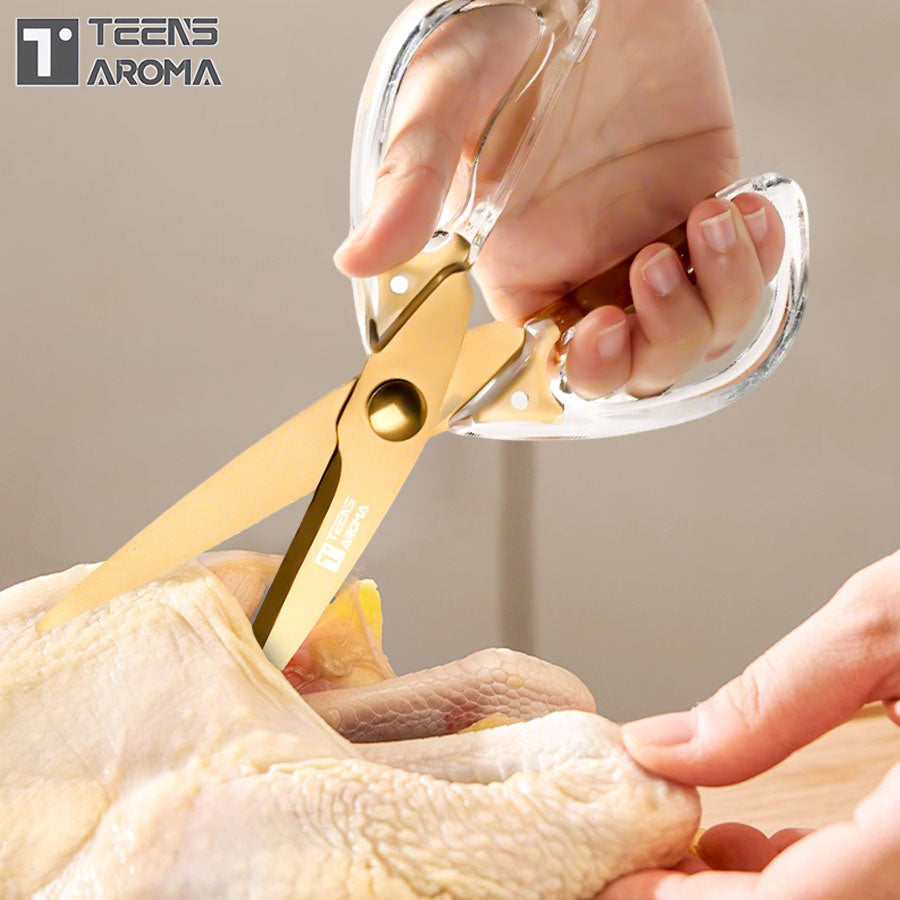 2pcs Heavy-duty Sharp Scissors - Transparent Handle, Golden Stainless Steel Blade - Ideal Choice for Kitchen, Office, Crafts, Sewing - Perfect Gift for Friends