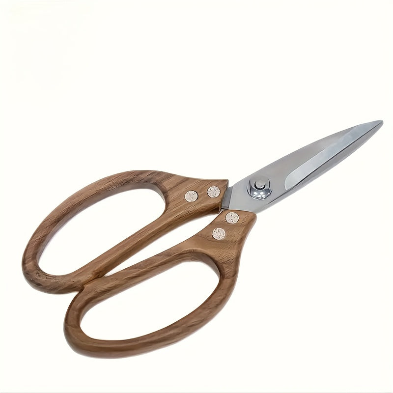 New high-quality stainless steel kitchen scissors with comfortable Acacia wood handles - 3.0mm thick, durable ergonomic design, suitable for cutting meat, poultry and daily use
