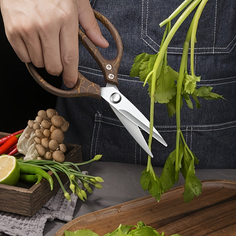 Kitchen Scissors, Heavy Duty Sharp Kitchen Shears Dishwasher Safe, Golden Kitchen Accessories Cooking Shears for Kitchen Meat Chicken Fish Poultry Herb Bread (All Golden)