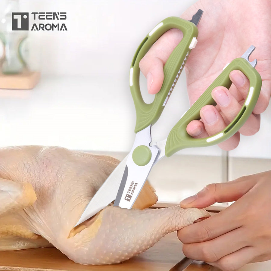 Multi-functional Heavy-Duty Stainless Steel Kitchen Scissors, Featuring Flexible Handles and Extra-thick Sharp Blades, Designed for Cutting Chicken Bones\u002Fmeat and Vegetables. Ideal for Home Use, Sewing Fabric, Office, School, and as a Versatile Paper