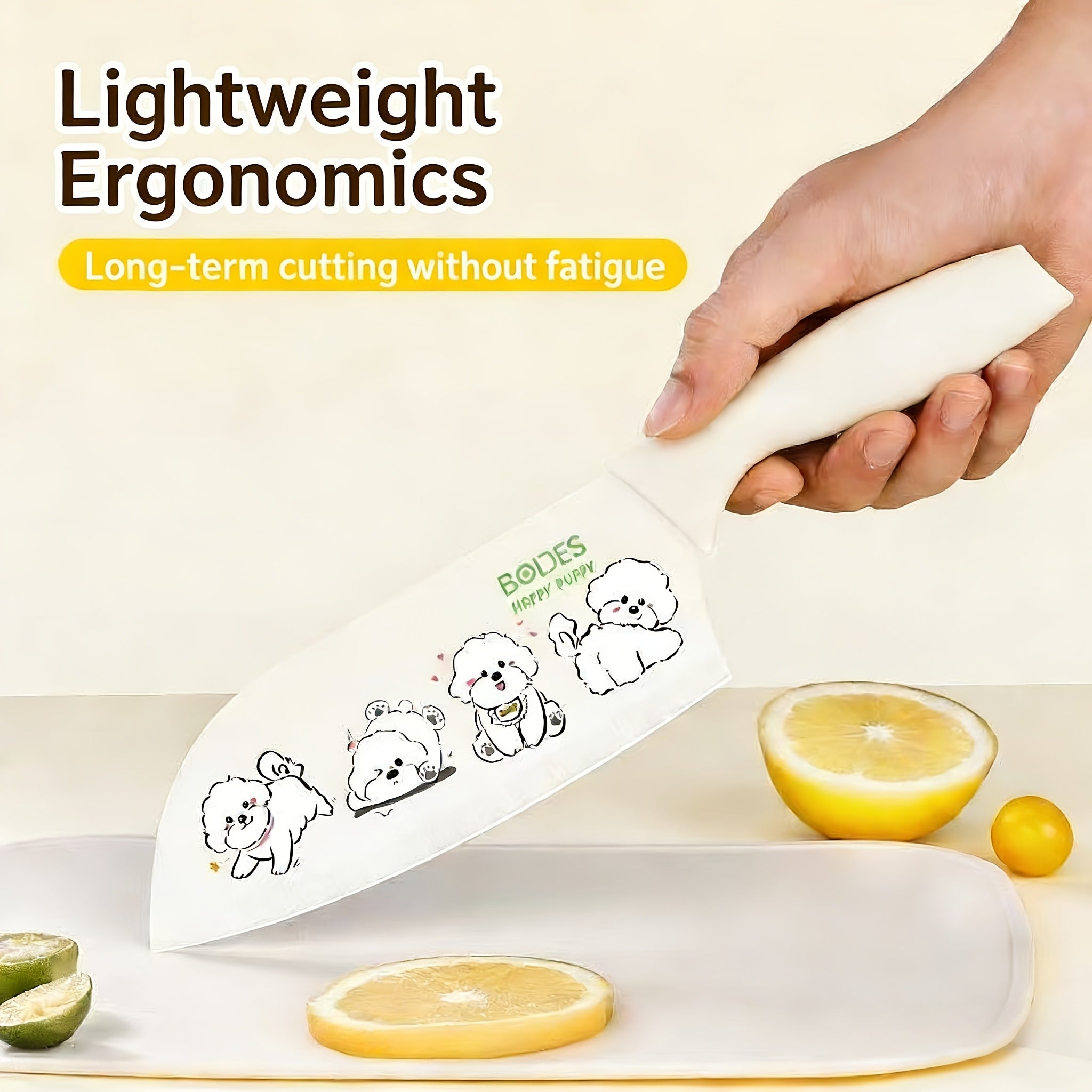 A Cute Bear-Patterned Kitchen Knife Set with One Or Two Pieces - Includes a Fruit And Vegetable Knife with a Safety Sheath, Perfect for Home Cooking with Adorable Pet Prints