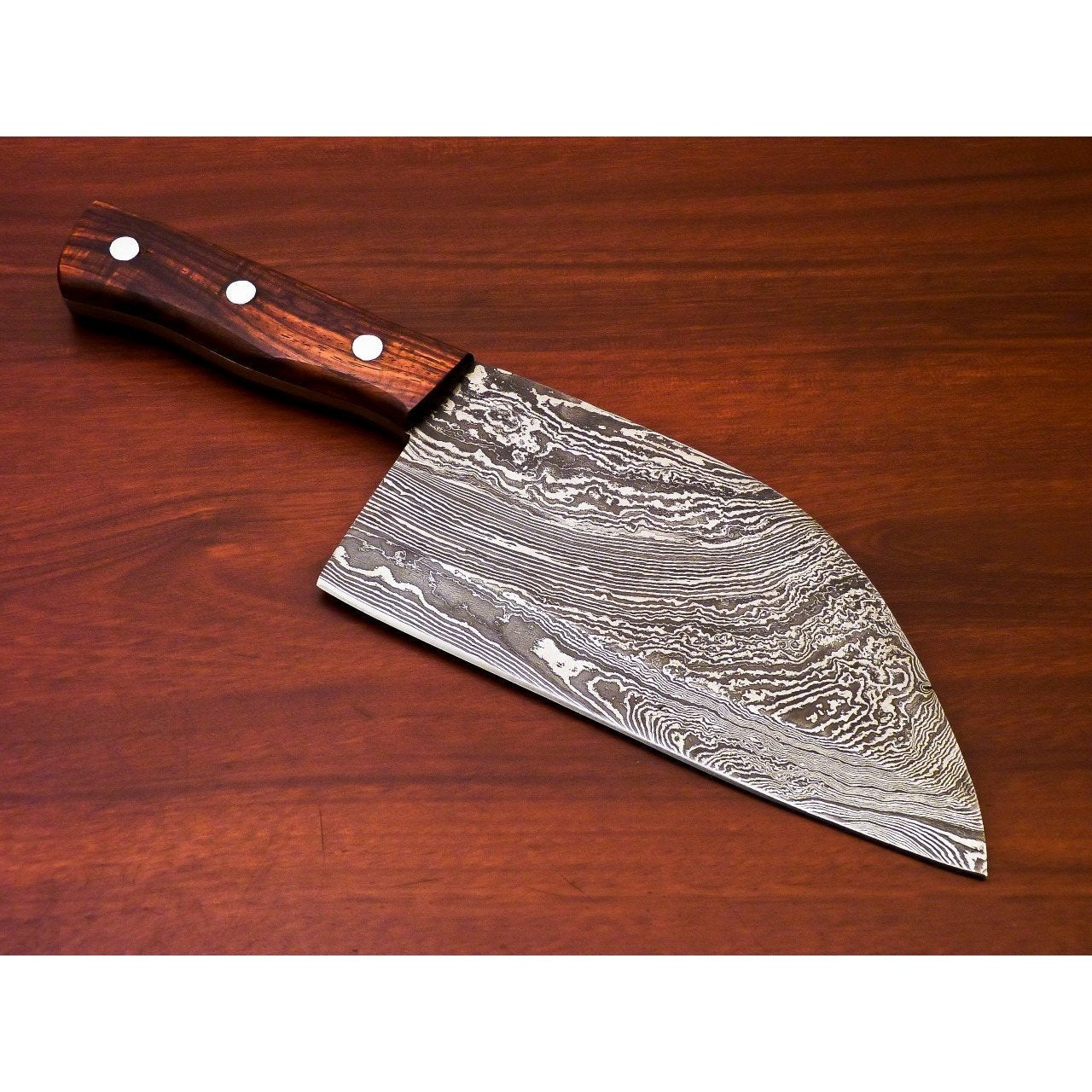 12 inch Damascus Steel Cleaver Chef knife bone chopper Wood Handle Best knife for Kitchen use With leather Cover