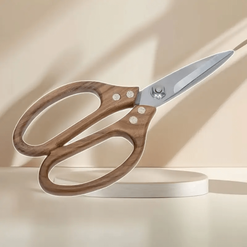 New high-quality stainless steel kitchen scissors with comfortable Acacia wood handles - 3.0mm thick, durable ergonomic design, suitable for cutting meat, poultry and daily use