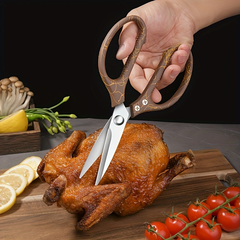 Kitchen Scissors, Heavy Duty Sharp Kitchen Shears Dishwasher Safe, Golden Kitchen Accessories Cooking Shears for Kitchen Meat Chicken Fish Poultry Herb Bread (All Golden)