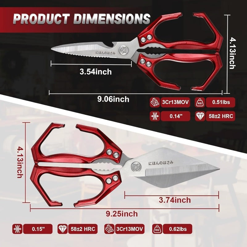 Dream Reach Heavy Duty Kitchen Shears Set with Ergonomic Handle & Serrated Blades - Professional Poultry, Meat, Seafood & Bone Cutting Scissors with Locking Mechanism, Safety Lock, Dishwasher Safe - Ideal for Home & Commercial Kitchens (Gift Box Inc